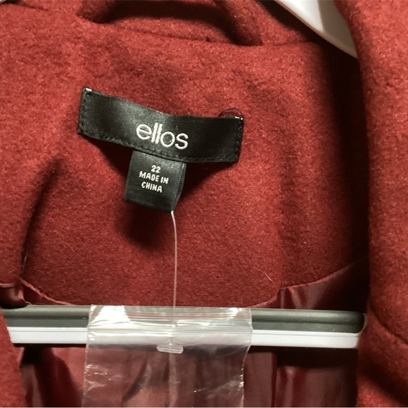WOMENS ELLOS WOOL BLEND PEA COAT IN WINE. SIZE 22 - Picture 5 of 5